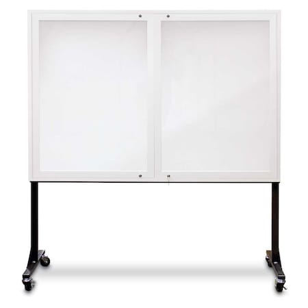 United Visual Products Sliding Door Indoor Enclosed Corkboard, 3 UV9019ACS-BRONZE-MEDGRY
